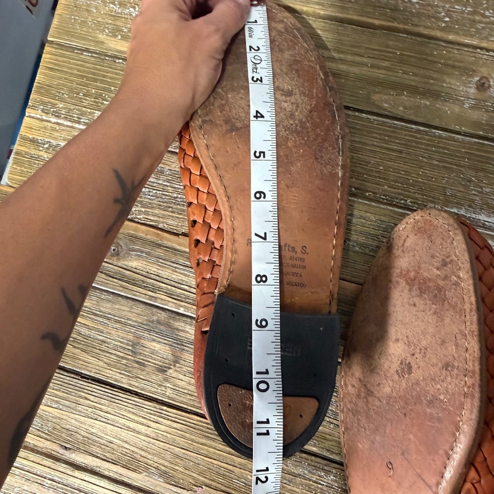 Vintage Rios Crafts Brown Leather Woven Huarache Lace Up Oxfords Shoe Mexico 9 - Picture 10 of 10